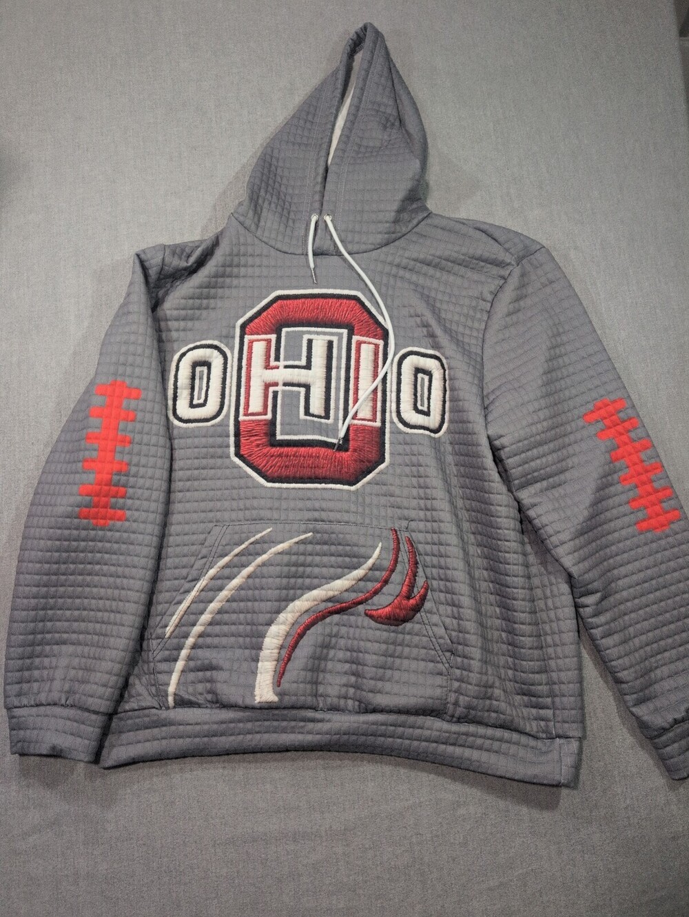 Ohio State Buckeyes Gray Quilted Pullover Hoodie XL